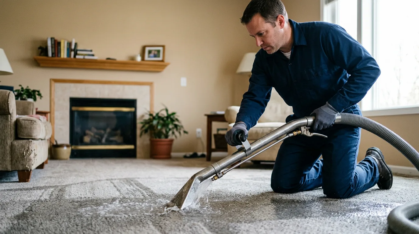 Water damage restoration technician working near Malaga, WA